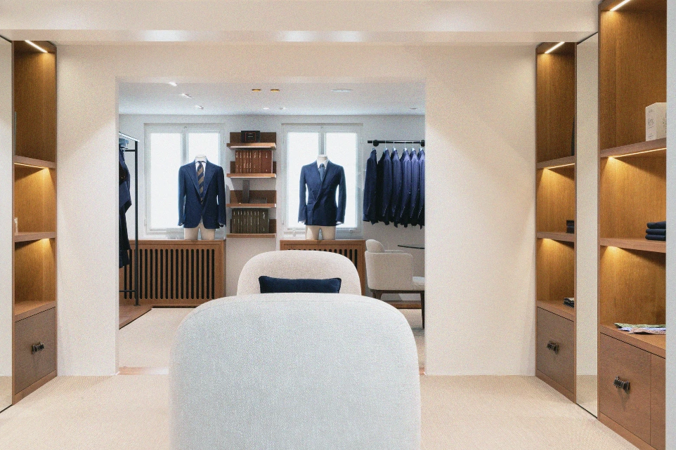 Collection of handcrafted bespoke jackets at Amarcord