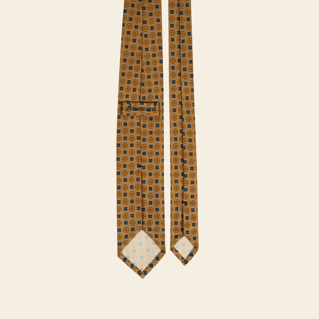 Big Flowers Printed Silk Twill Tie Tan-2.webp