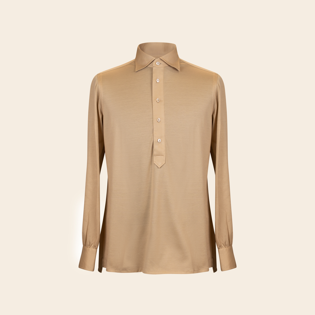[MS2540P81238] Shirt Handmade Popover Jersey Piquet Sand (38)