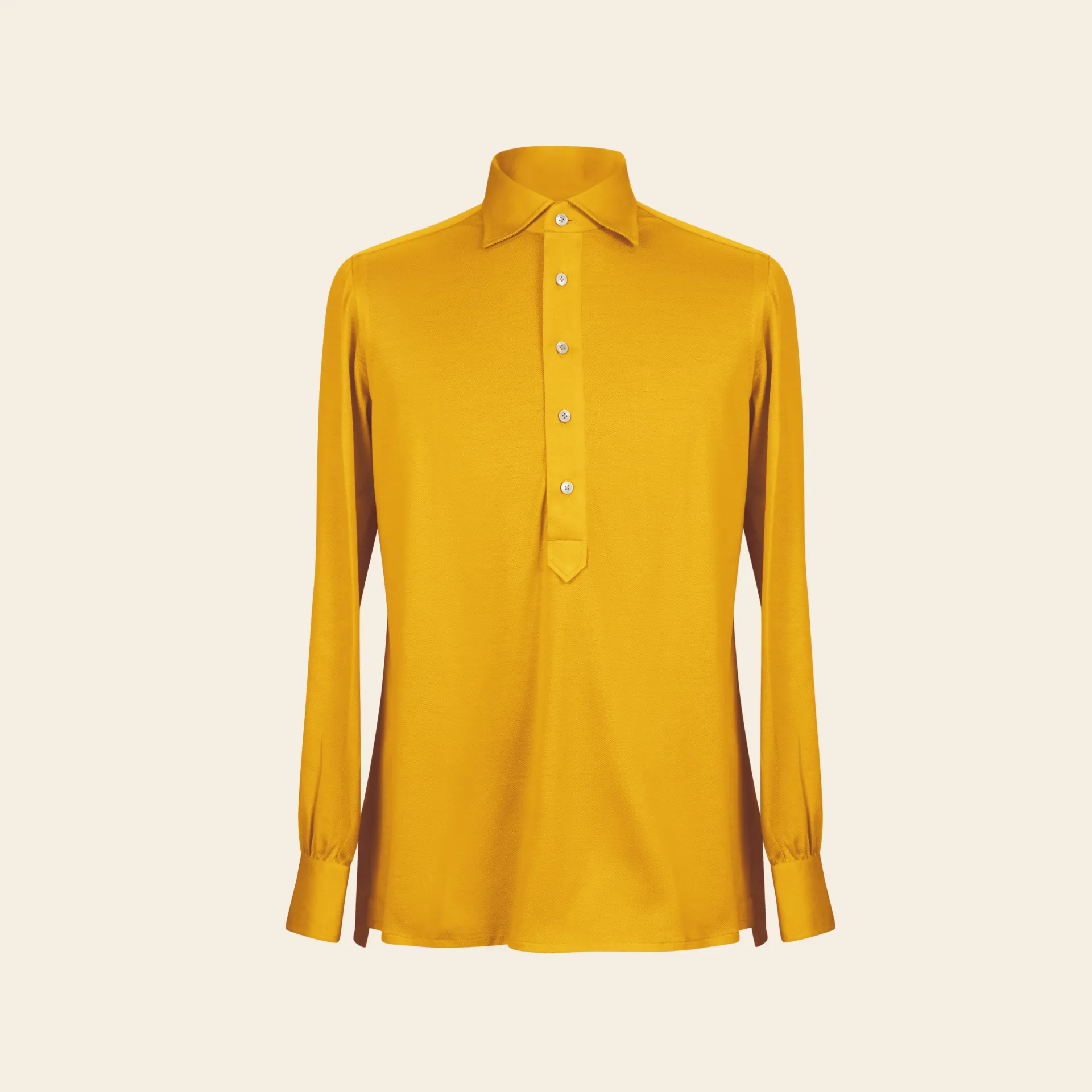 Shirt Handmade Popover Jersey Piquet Yellow