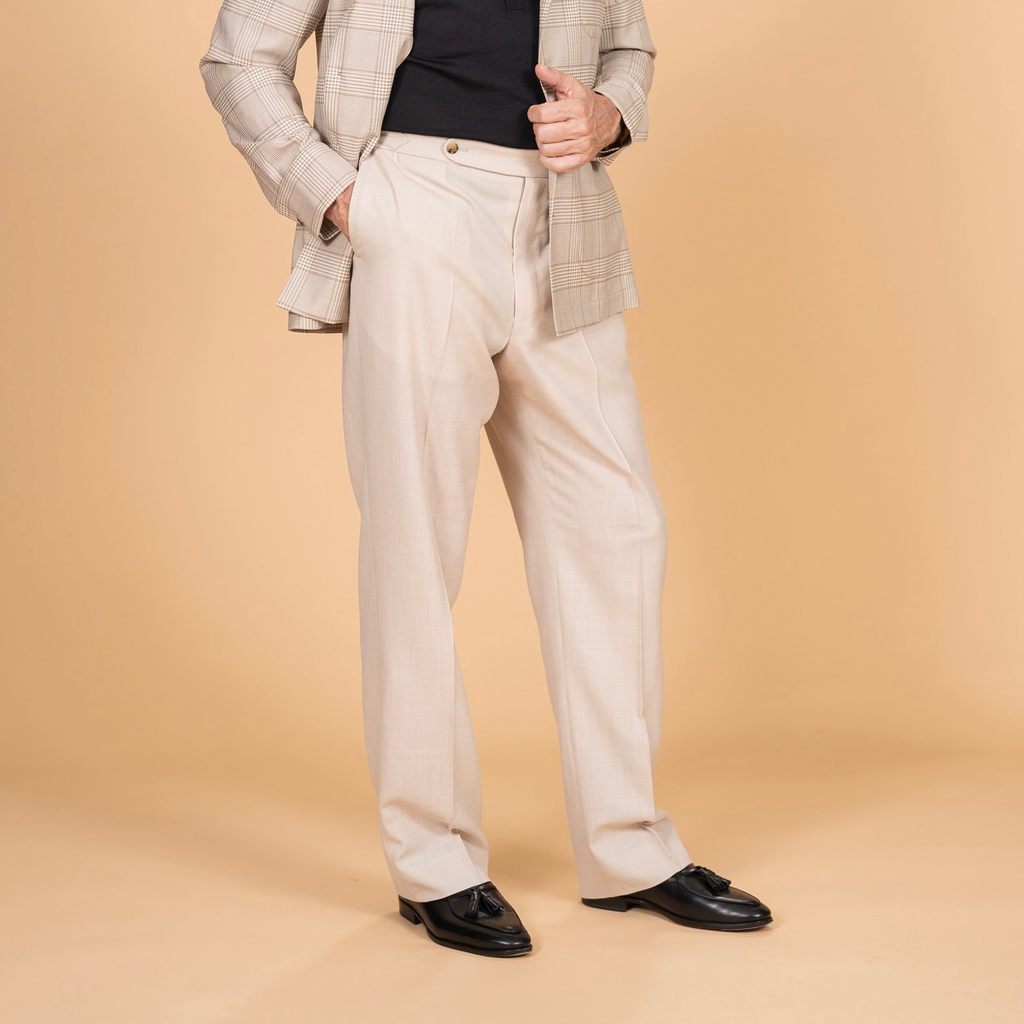 [MS263CA82546] Capri Wool Silk Linen Trouser Sand (46)