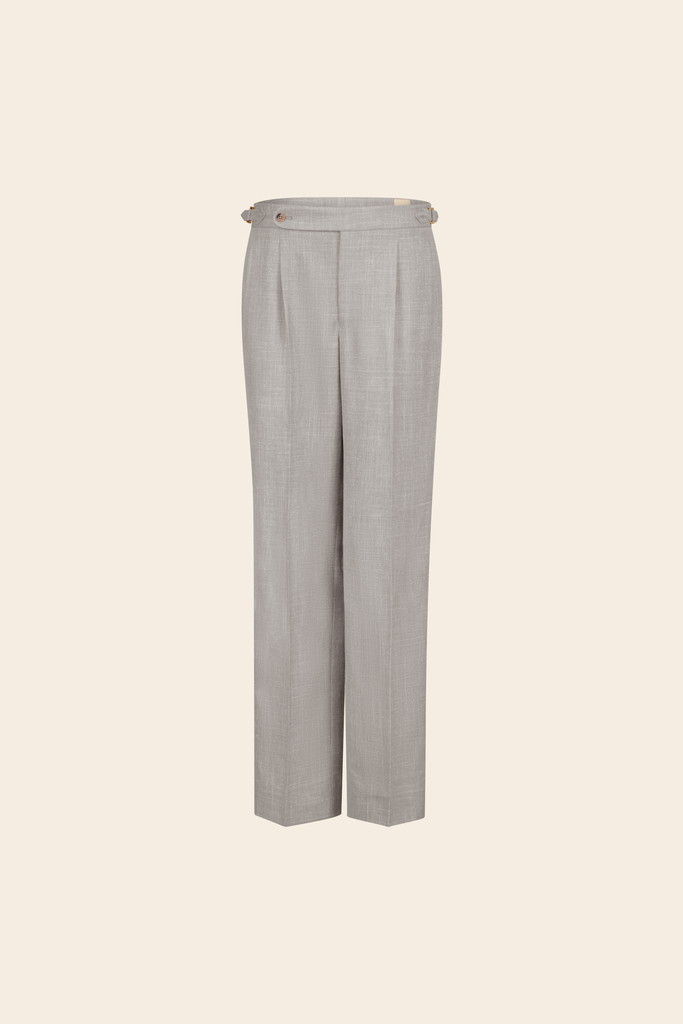 [MS263KY182546] Kyoto Wool Silk Linen Trouser Silver (46)