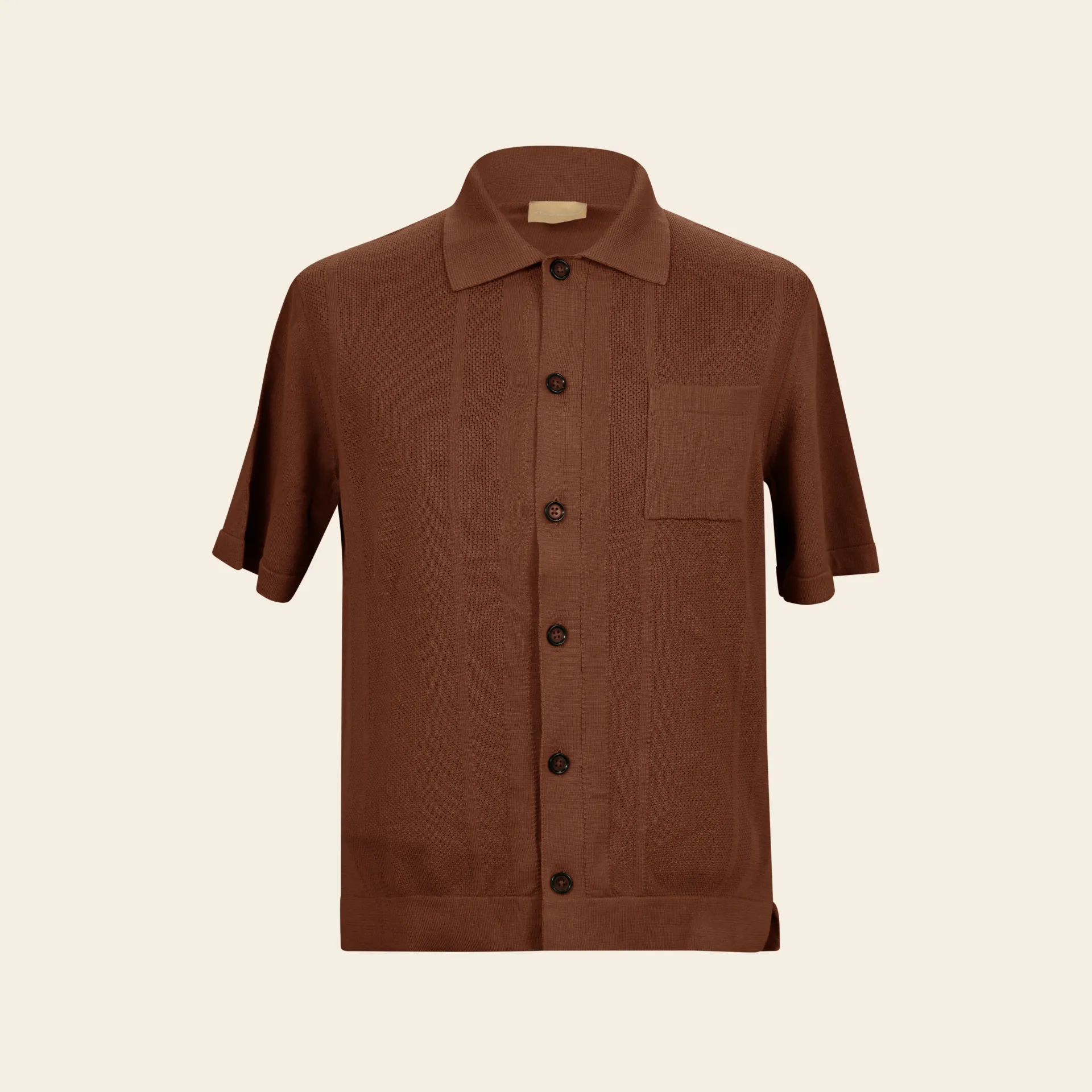 [MS266B111948] Knitted Bowling Shirt Terracotta (48)