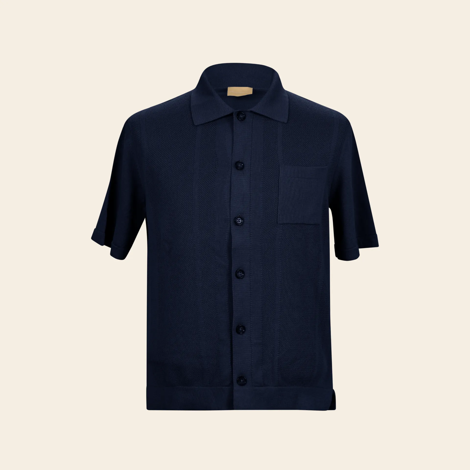 [MS266B191948] Knitted Bowling Shirt Navy (48)