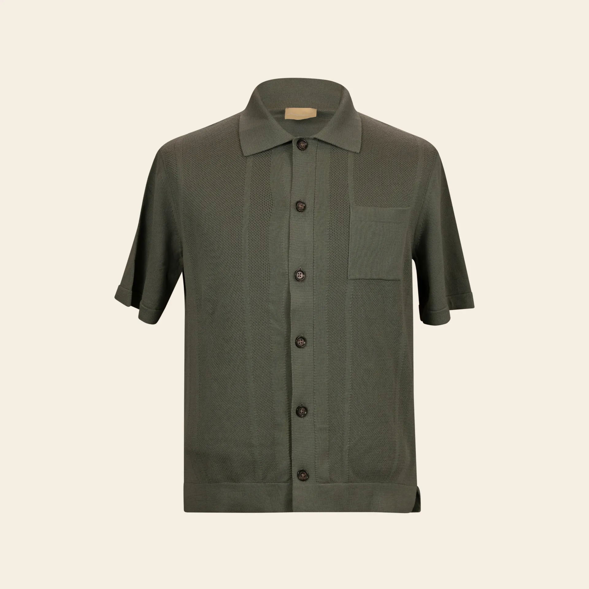 [MS266B331948] Knitted Bowling Shirt Salvia (48)