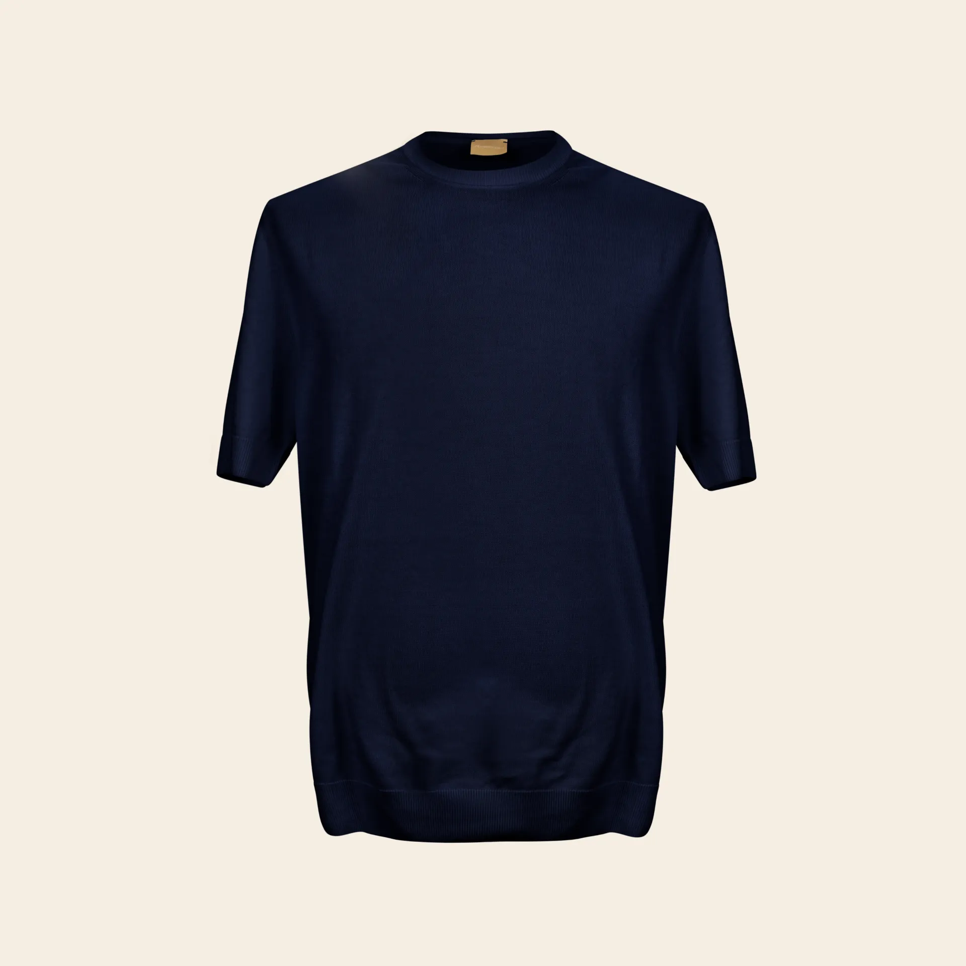 Crew-Neck Knit T-Shirt Navy