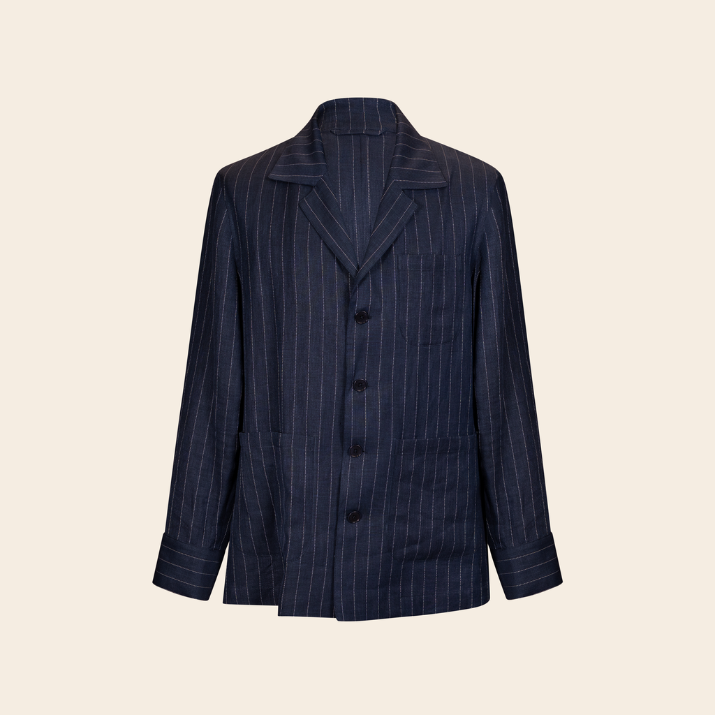 Ryokosha Overshirt Navy Pinstripe