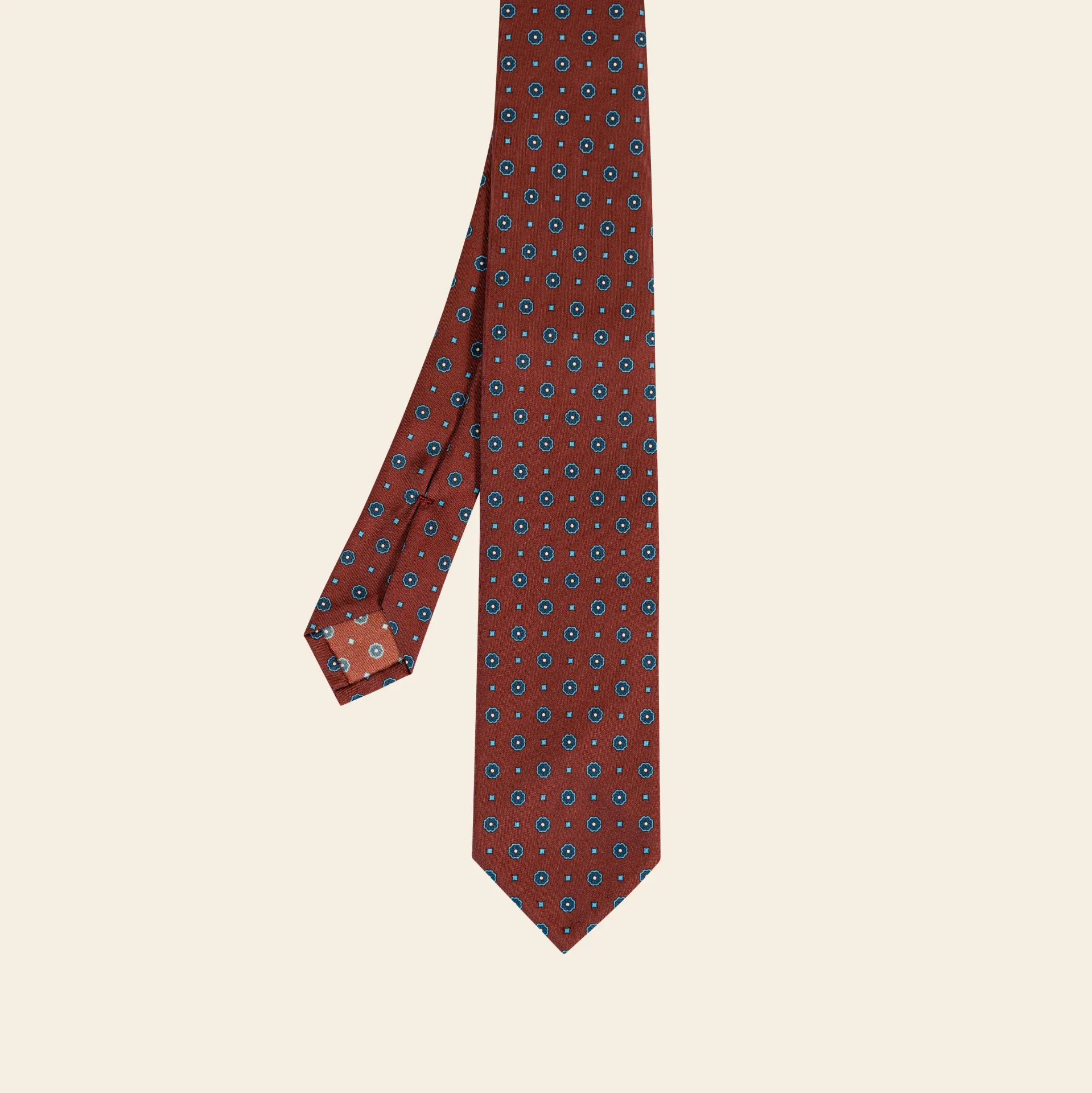 Simple Flower Printed Tie Burgundy