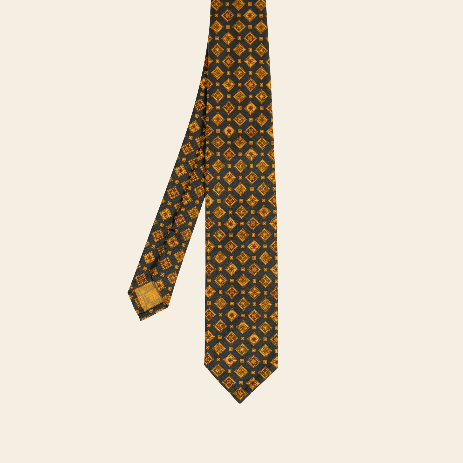 [MS2677/34] Big Geometry Vintage Silk Tie Blue Black