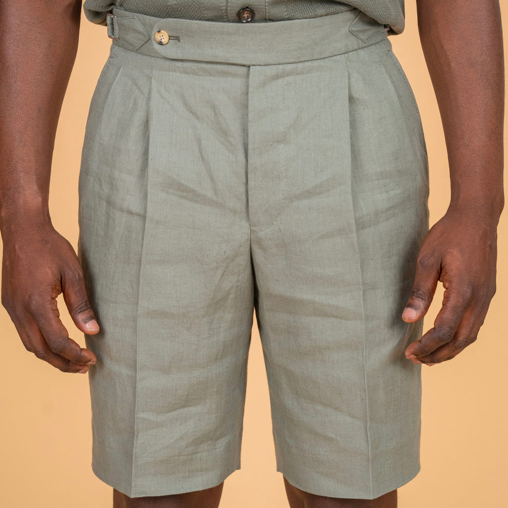 [MSS2618SO52246] Sora Shorts Pure Linen Salvia (46)