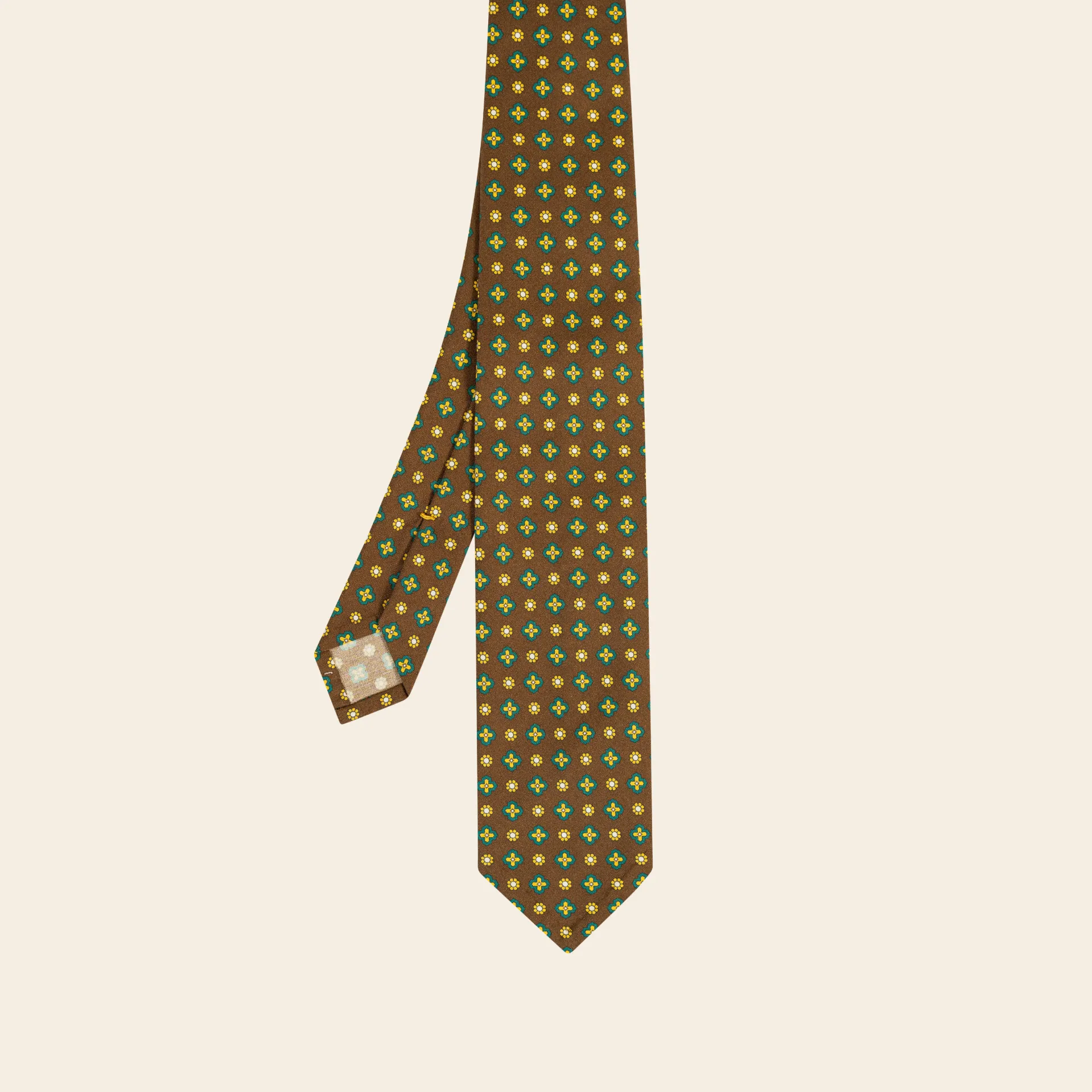 [MS2679/34] Cross Bicolor Printed Vintage Silk Tie brown