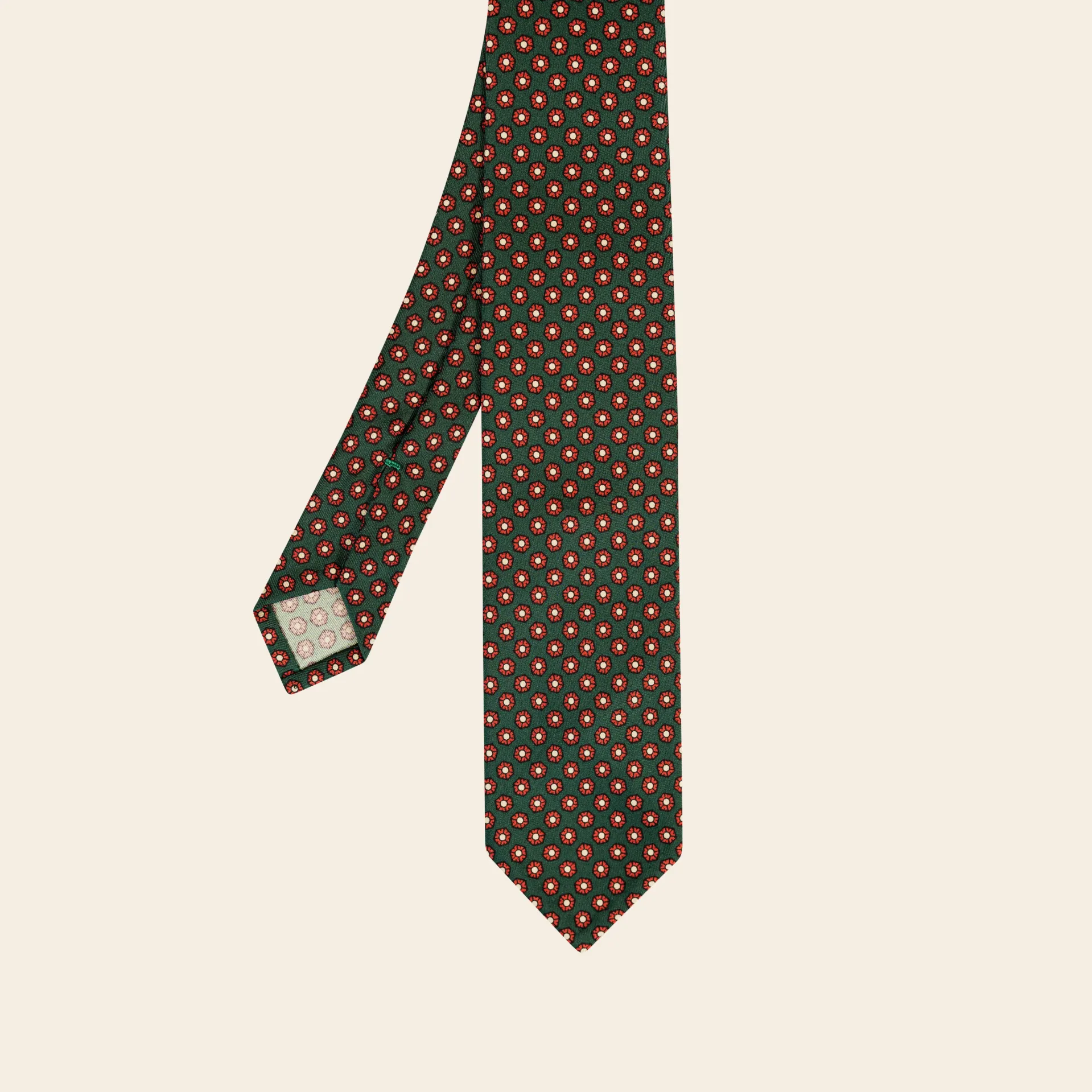 [MS2675/34] Medaillon Bicolor Printed Tie Dark Green