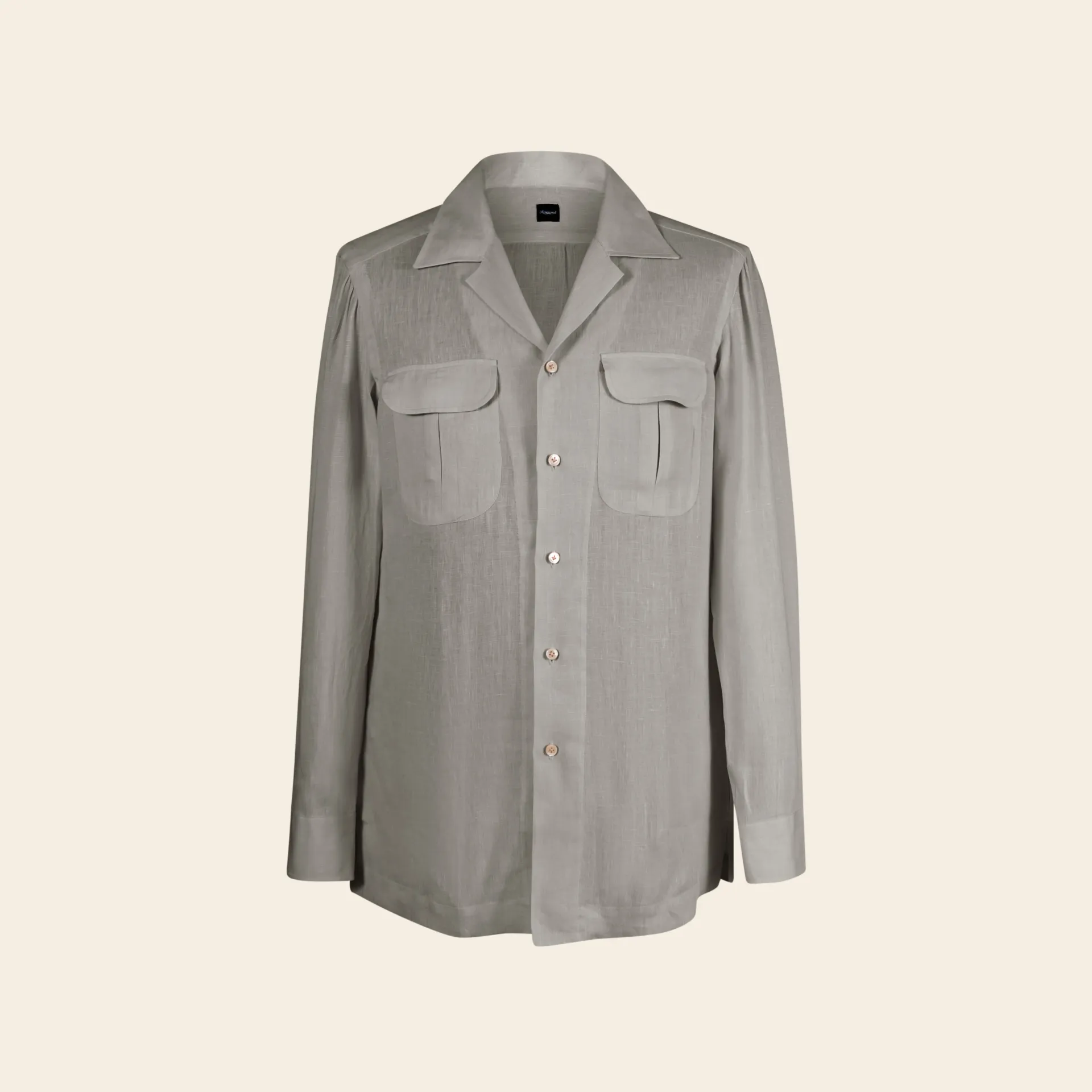 [MS264SAF3322-38] Handmade Safari Shirt Pure Linen green (38)