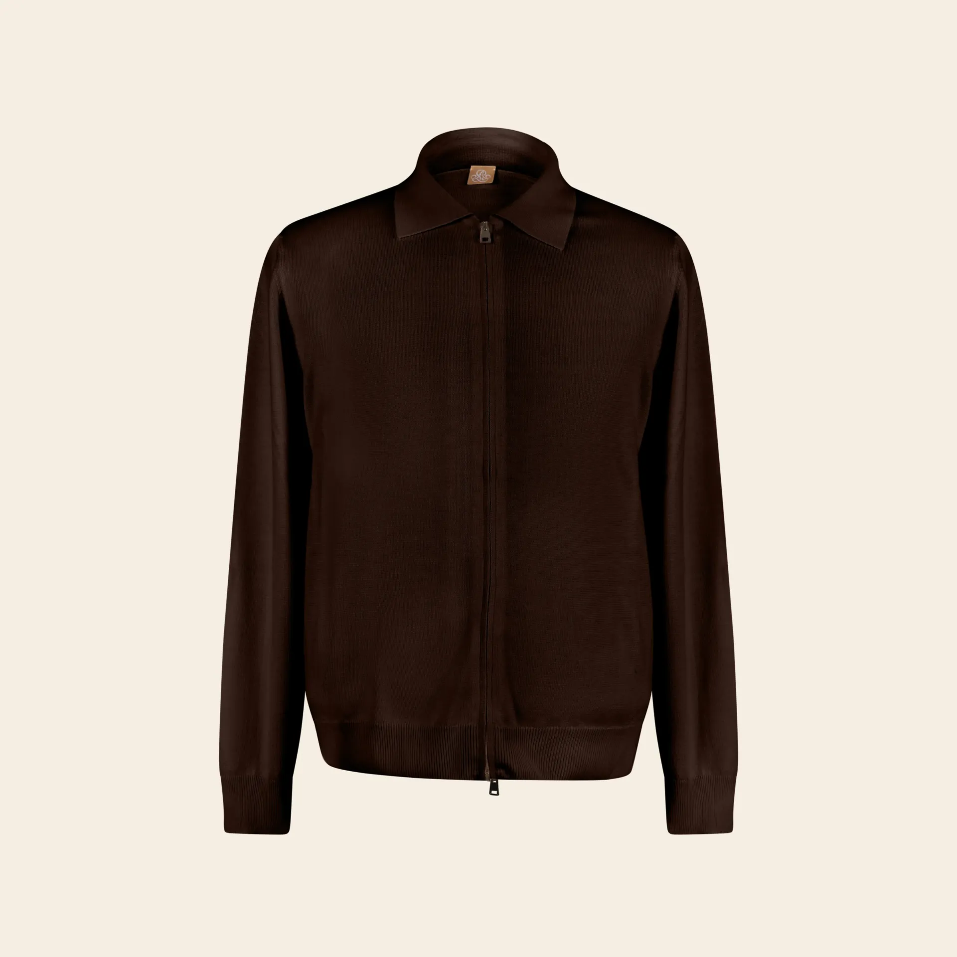 Zipped Cardigan with Collar brown