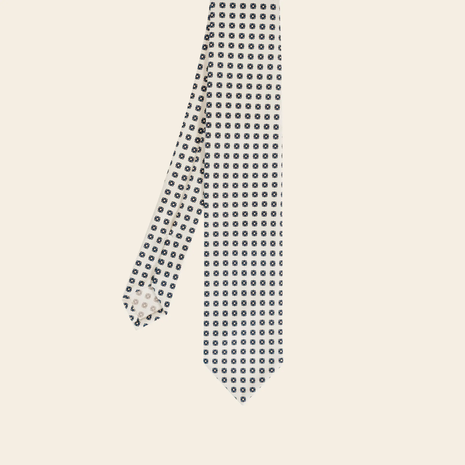 [ME76/135] Flower Bicolor Printed Tie white
