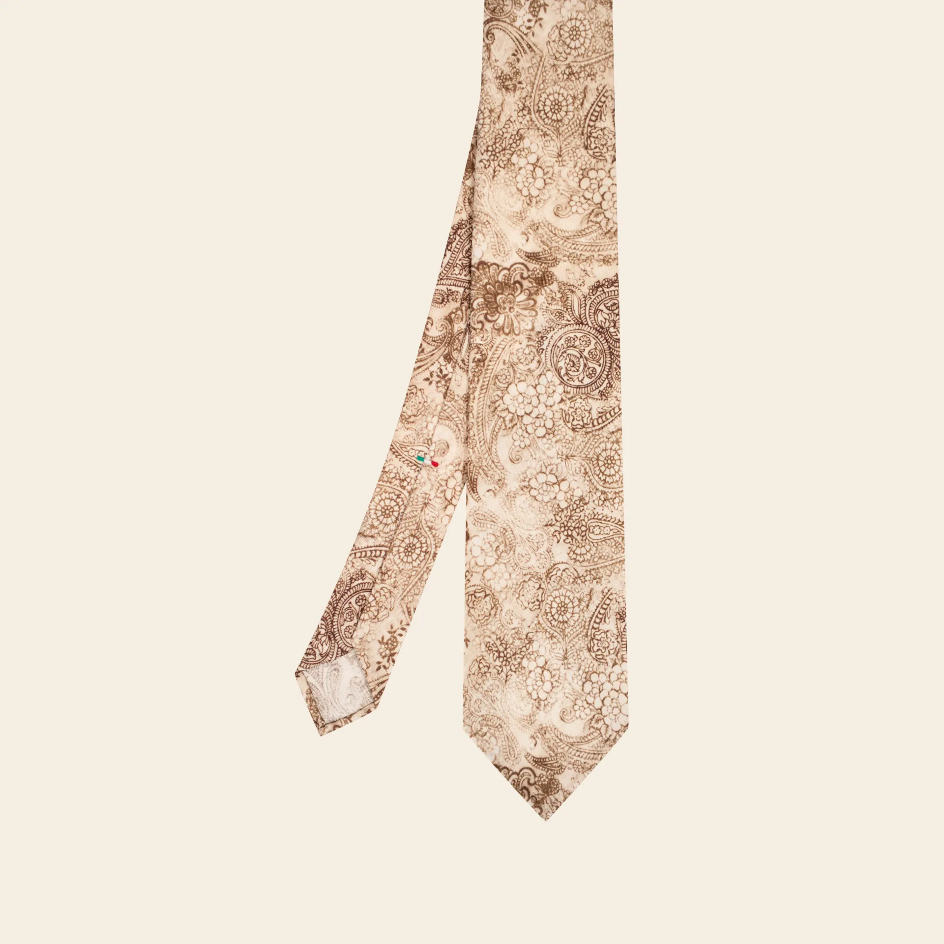 [ME7843] Tie Silk Twill Faded Paisley Beige